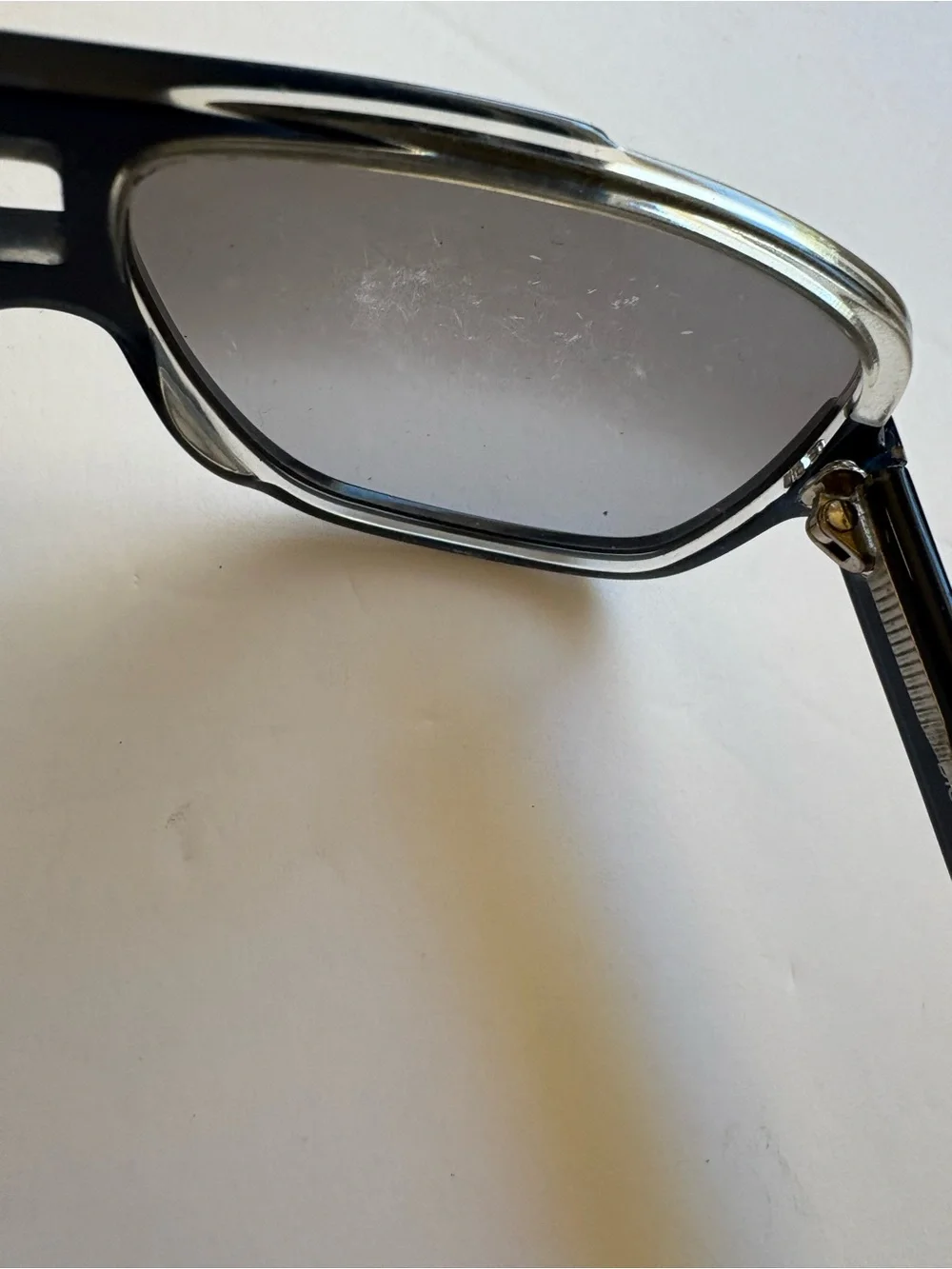 Christian Dior Black tie Aviator-Style Sunglasses in Dark Blue with Gray Lenses